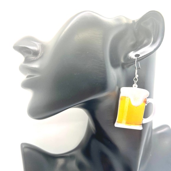 Pint Of Beer Earrings - Alcohol Earrings - Party Earrings - New Years Eve Outfit - Picture 7 of 8